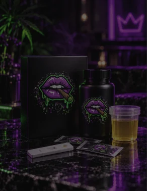 Detox kit box, bottle and sample cup
